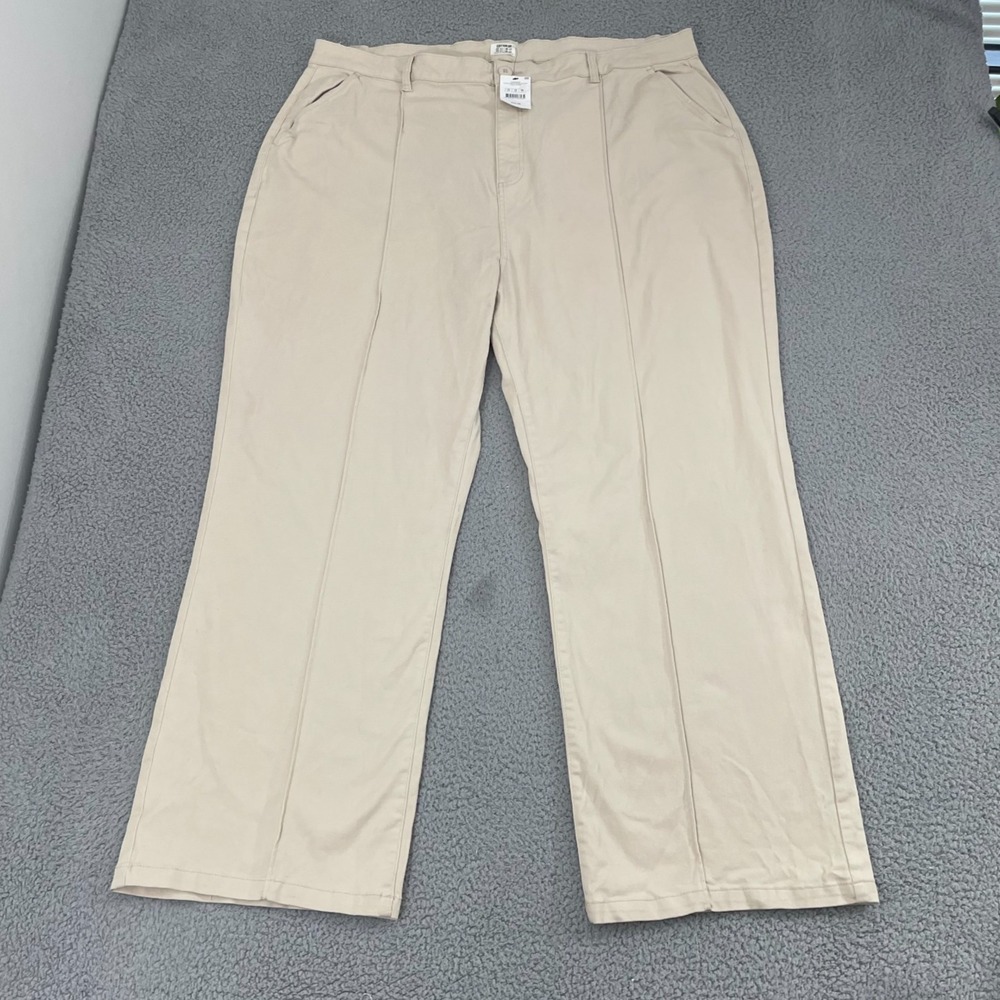 Cotton:On Carter Wide‎ Leg Pants Women 18 Khaki High Rise Curve NEW